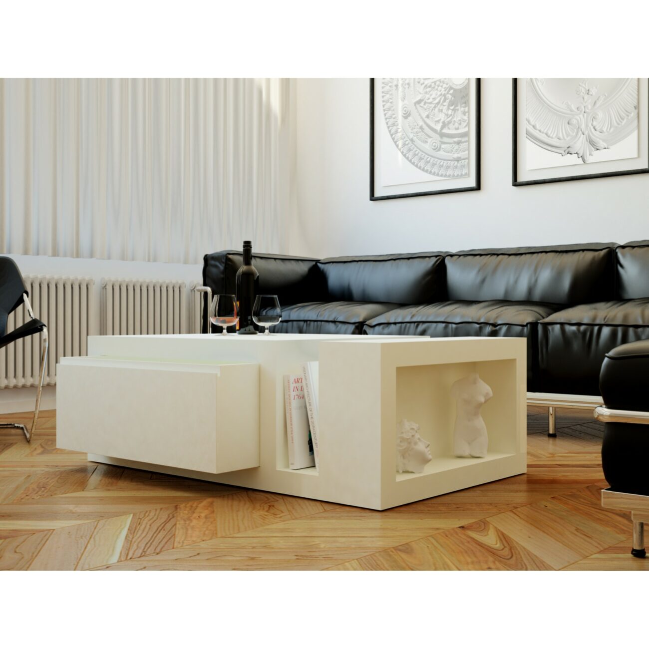 Mesa de centro diseño minimalista blanca