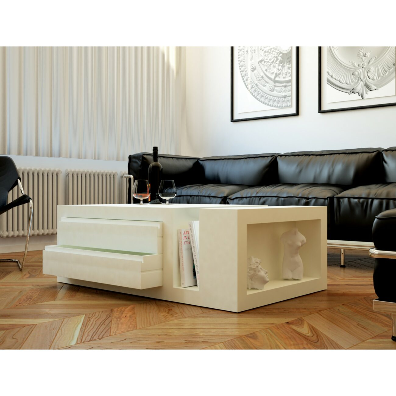 Mesa de centro diseño minimalista blanca